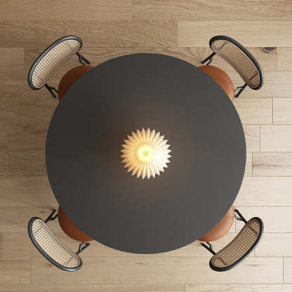 Minimalist Round Rock Slab Metal End Table