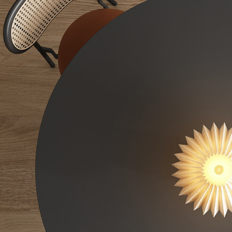 Minimalist Round Rock Slab Metal End Table