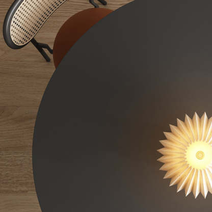 Minimalist Round Rock Slab Metal End Table