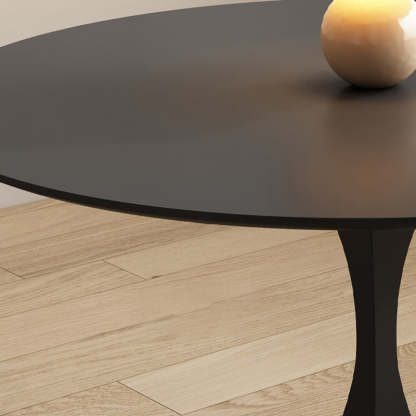 Minimalist Round Rock Slab Metal End Table