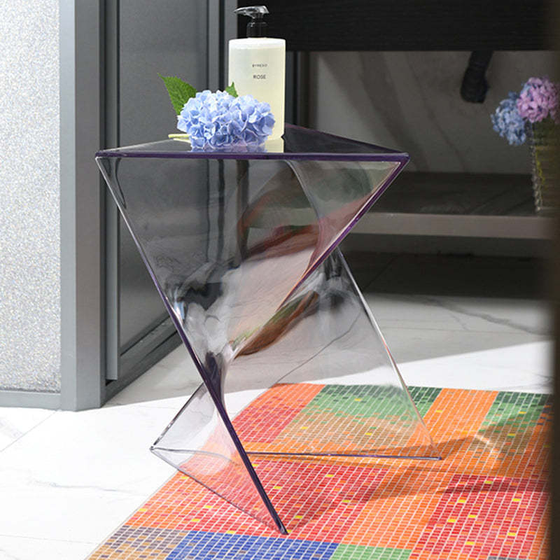 End triangle white end & side tables — Clear
