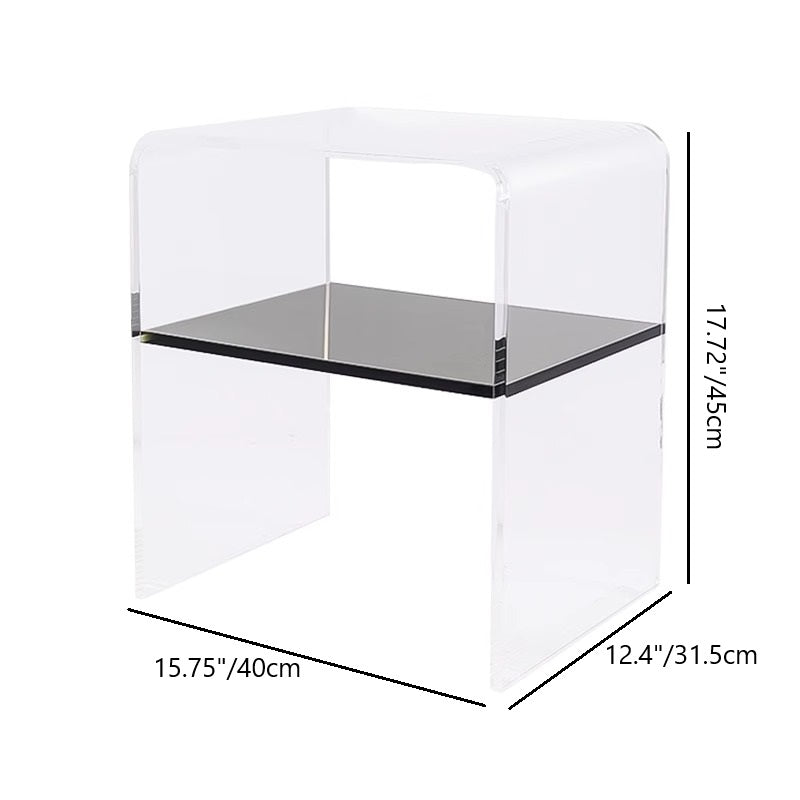 Scandinavian Curved Acrylic Nightstand 2-Tier — Brown