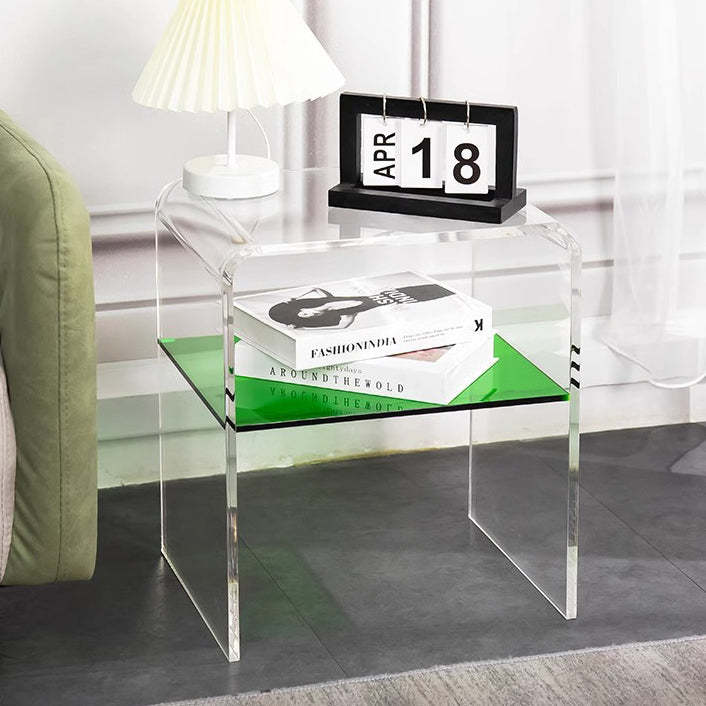 Scandinavian Curved Acrylic Nightstand 2-Tier