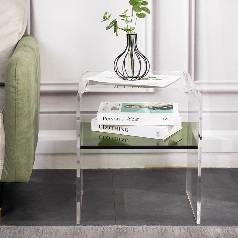 Scandinavian Curved Acrylic Nightstand 2-Tier — Bright Green