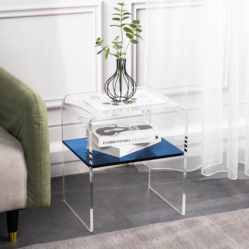 Scandinavian Curved Acrylic Nightstand 2-Tier — Gray