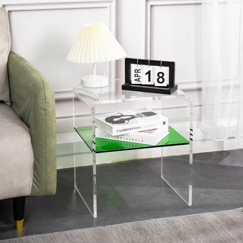 Scandinavian Curved Acrylic Nightstand 2-Tier