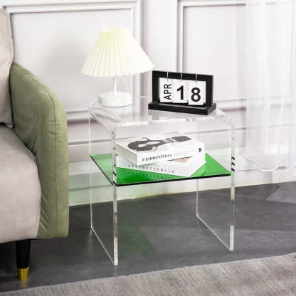 Scandinavian Curved Acrylic Nightstand 2-Tier — Sky Blue