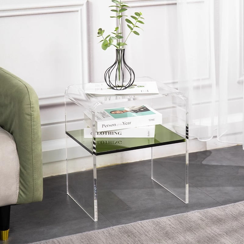 Scandinavian Curved Acrylic Nightstand 2-Tier
