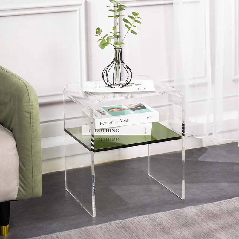 Scandinavian Curved Acrylic Nightstand 2-Tier
