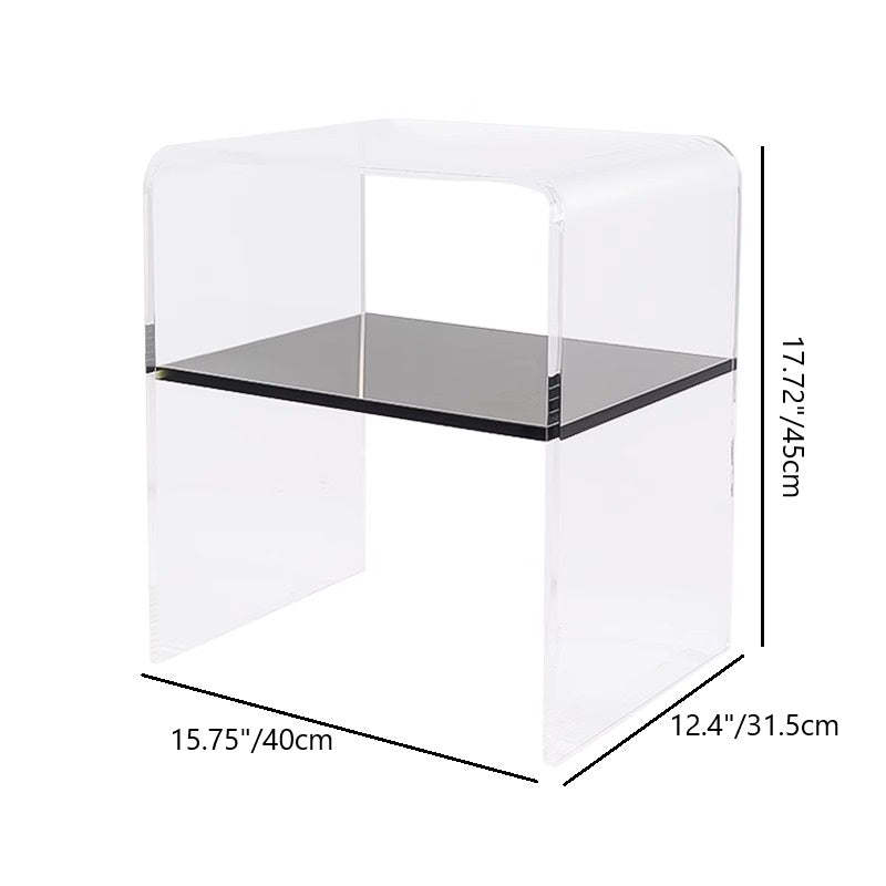 Scandinavian Curved Acrylic Nightstand 2-Tier — Brown