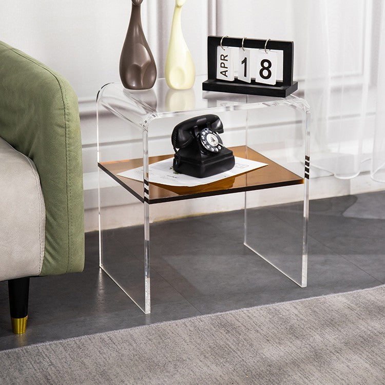 Scandinavian Curved Acrylic Nightstand 2-Tier