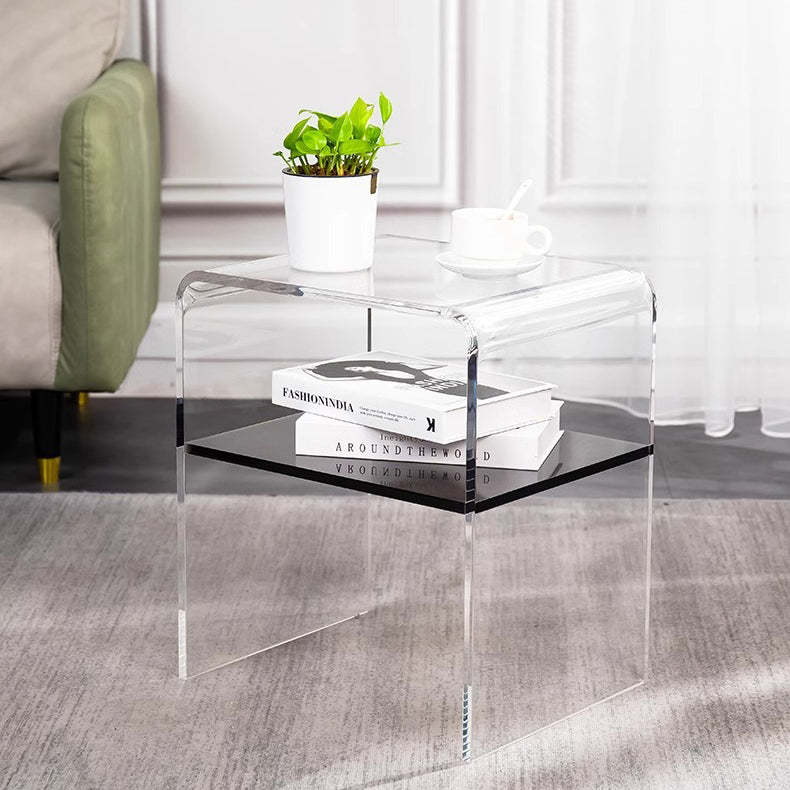 Scandinavian Curved Acrylic Nightstand 2-Tier