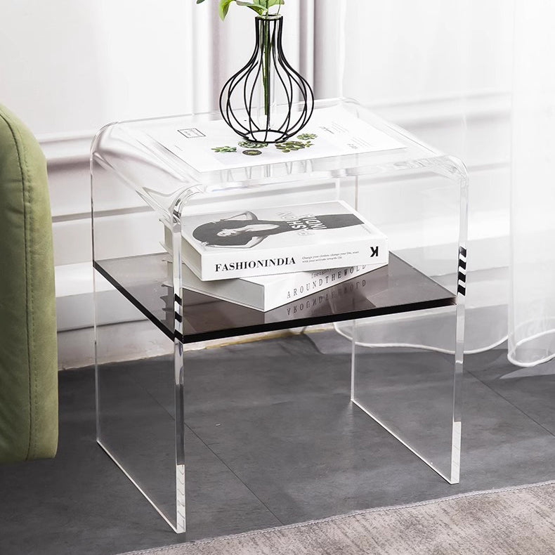 Scandinavian Curved Acrylic Nightstand 2-Tier