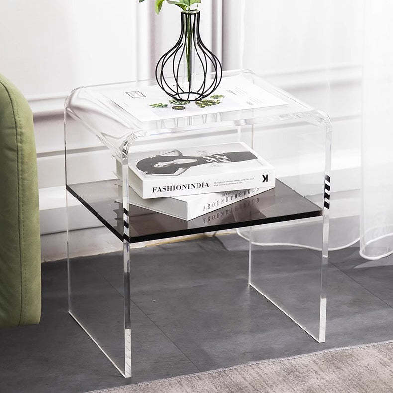 Scandinavian Curved Acrylic Nightstand 2-Tier