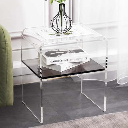 Scandinavian Curved Acrylic Nightstand 2-Tier