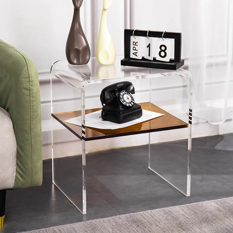 Scandinavian Curved Acrylic Nightstand 2-Tier