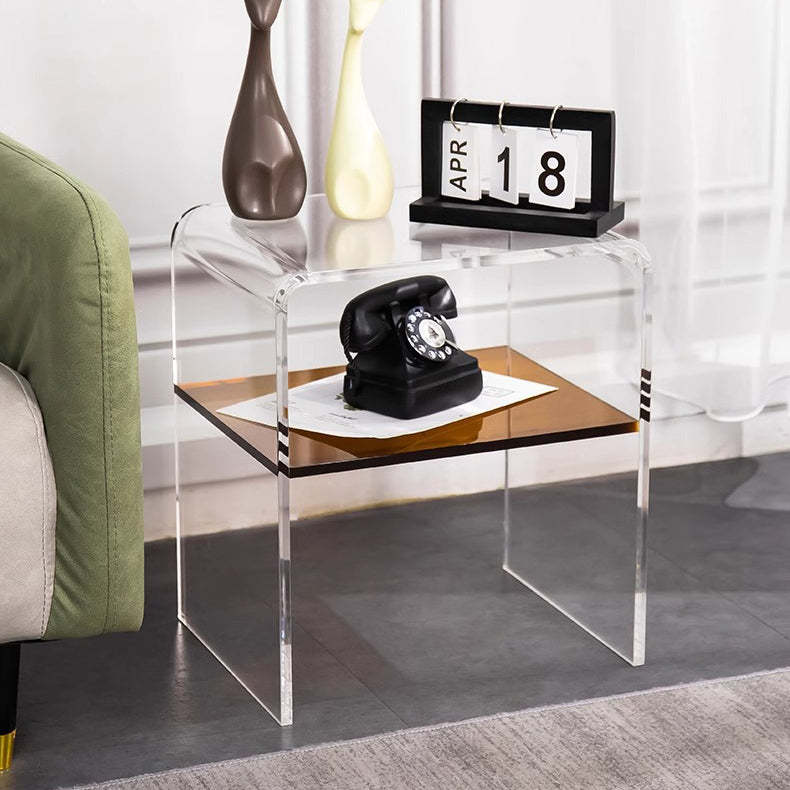 Scandinavian Curved Acrylic Nightstand 2-Tier