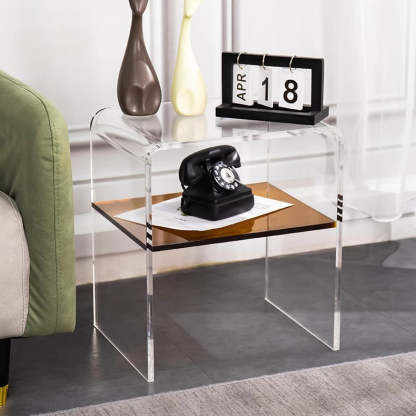 Scandinavian Curved Acrylic Nightstand 2-Tier