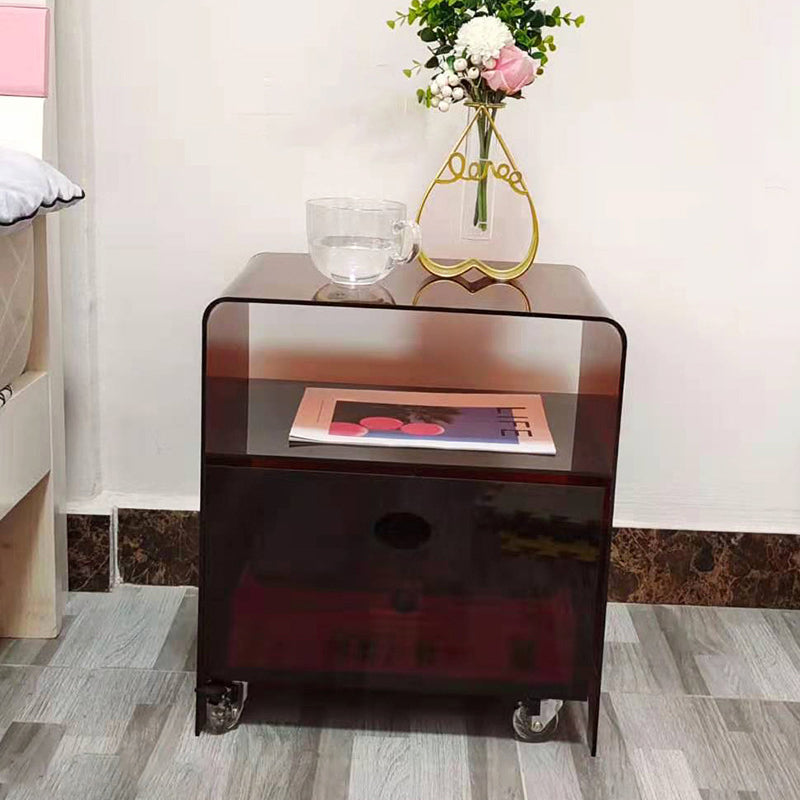 Minimalist Oval Acrylic End Table 2-Tier — Brown