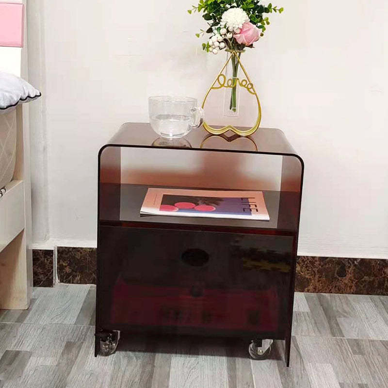 Minimalist Oval Acrylic End Table 2-Tier — Brown