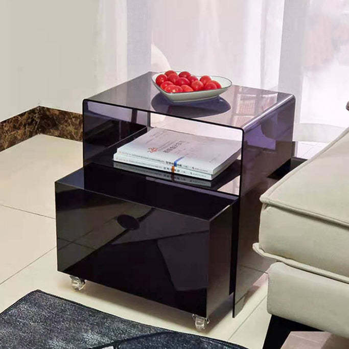 Minimalist Oval Acrylic End Table 2-Tier