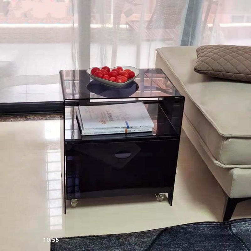 Minimalist Oval Acrylic End Table 2-Tier
