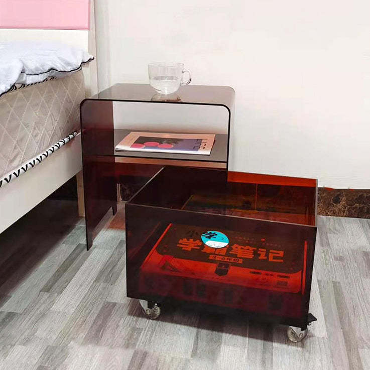 Minimalist Oval Acrylic End Table 2-Tier