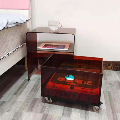 Minimalist Oval Acrylic End Table 2-Tier