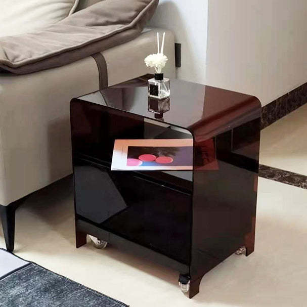 Minimalist Oval Acrylic End Table 2-Tier — Clear