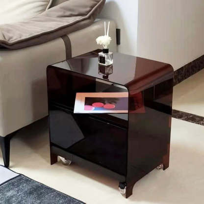 Minimalist Oval Acrylic End Table 2-Tier — Clear