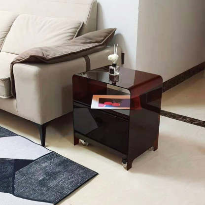 Minimalist Oval Acrylic End Table 2-Tier