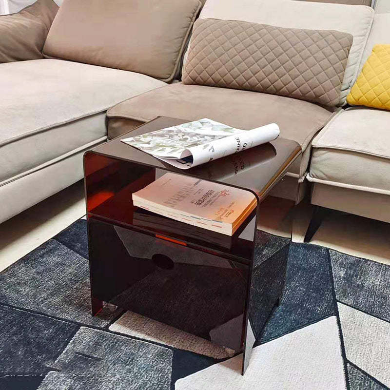 Luxury Curved Acrylic End Table 2-Tier — Clear