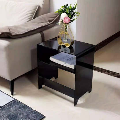 Luxury Curved Acrylic End Table 2-Tier — Gray