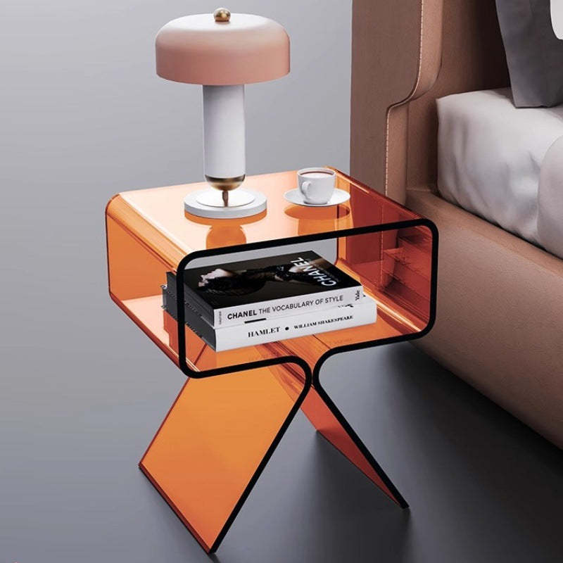Scandinavian Split-Support Acrylic End Table 2-Tier — Clear