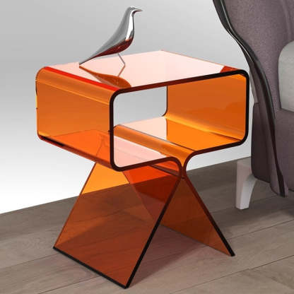 Scandinavian Split-Support Acrylic End Table 2-Tier