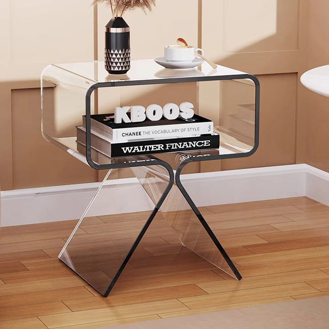 Scandinavian Split-Support Acrylic End Table 2-Tier