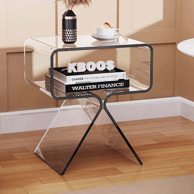 Scandinavian Split-Support Acrylic End Table 2-Tier