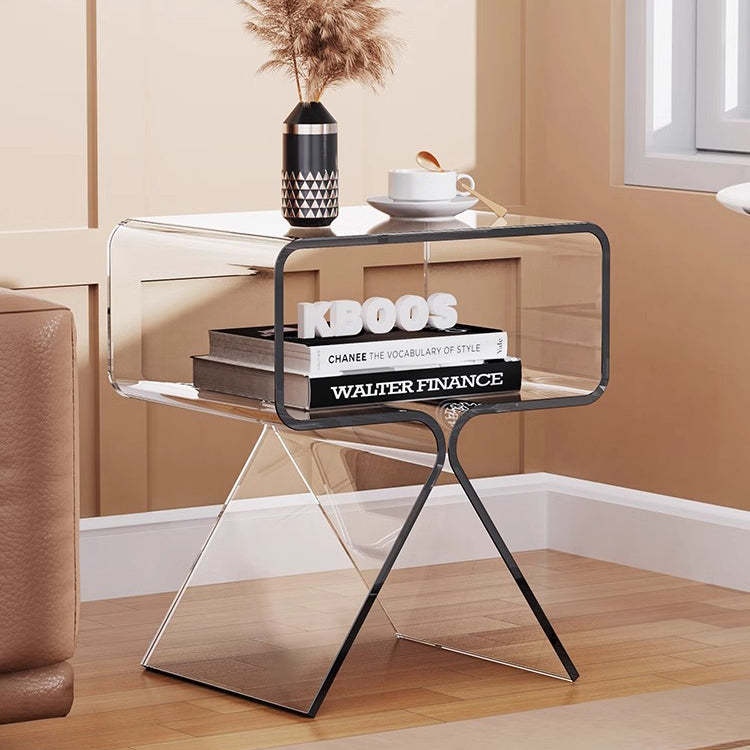 Scandinavian Split-Support Acrylic End Table 2-Tier