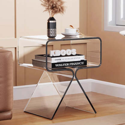 Scandinavian Split-Support Acrylic End Table 2-Tier