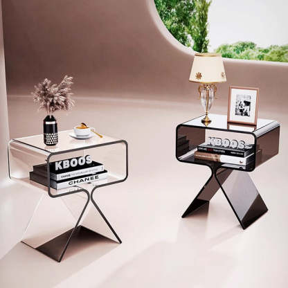 Scandinavian Split-Support Acrylic End Table 2-Tier