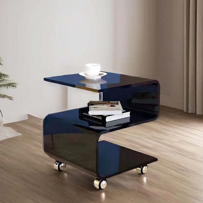 Scandinavian S-Shape Acrylic End Table 3-Tier — Black