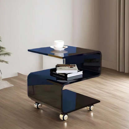 Scandinavian S-Shape Acrylic End Table 3-Tier — Black