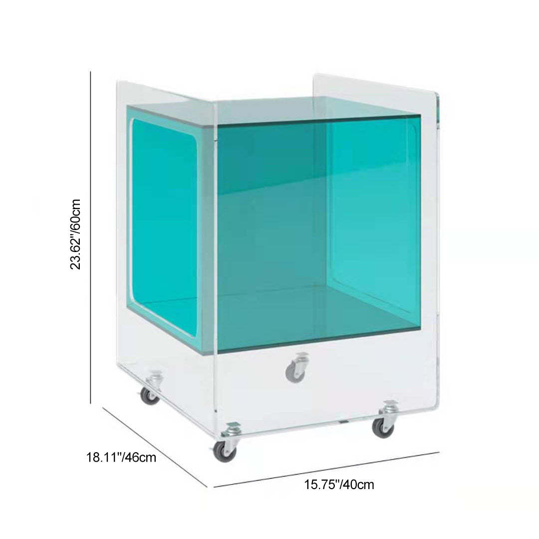Minimalist Removable Glass Acrylic End Table — Green