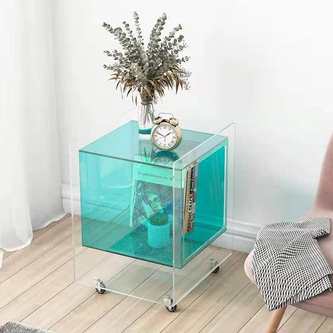 Minimalist Removable Glass Acrylic End Table — Orange