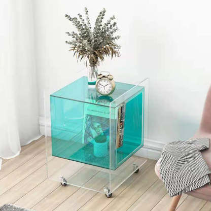 Minimalist Removable Glass Acrylic End Table — Orange