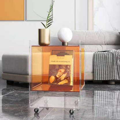Minimalist Removable Glass Acrylic End Table — Blue