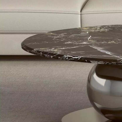 Scandinavian Oval Rock Slab Metal End Table