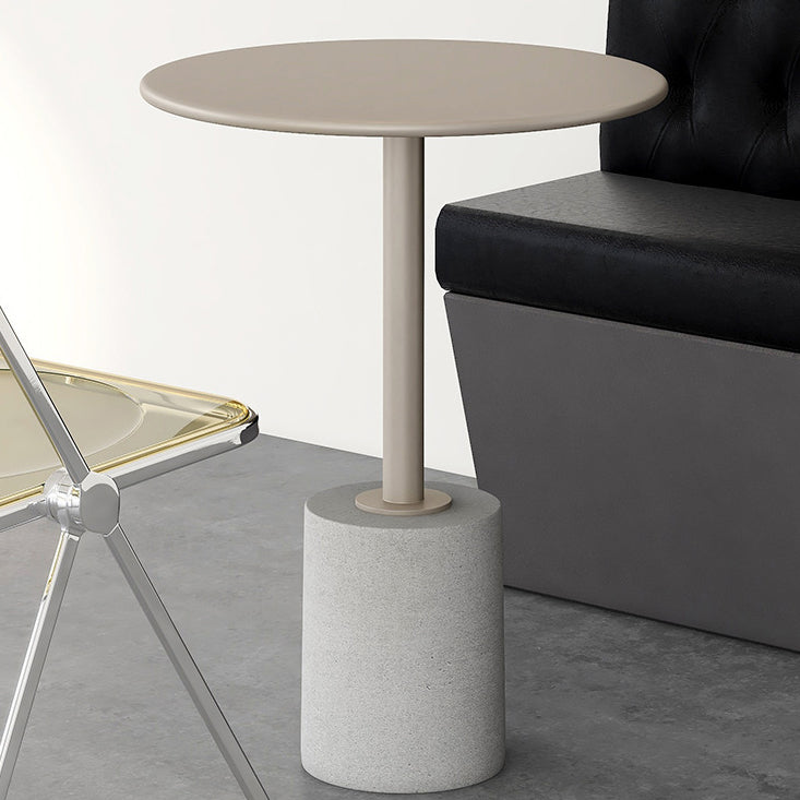 Modern Cylinder Metal Diamond End Table — Champagne