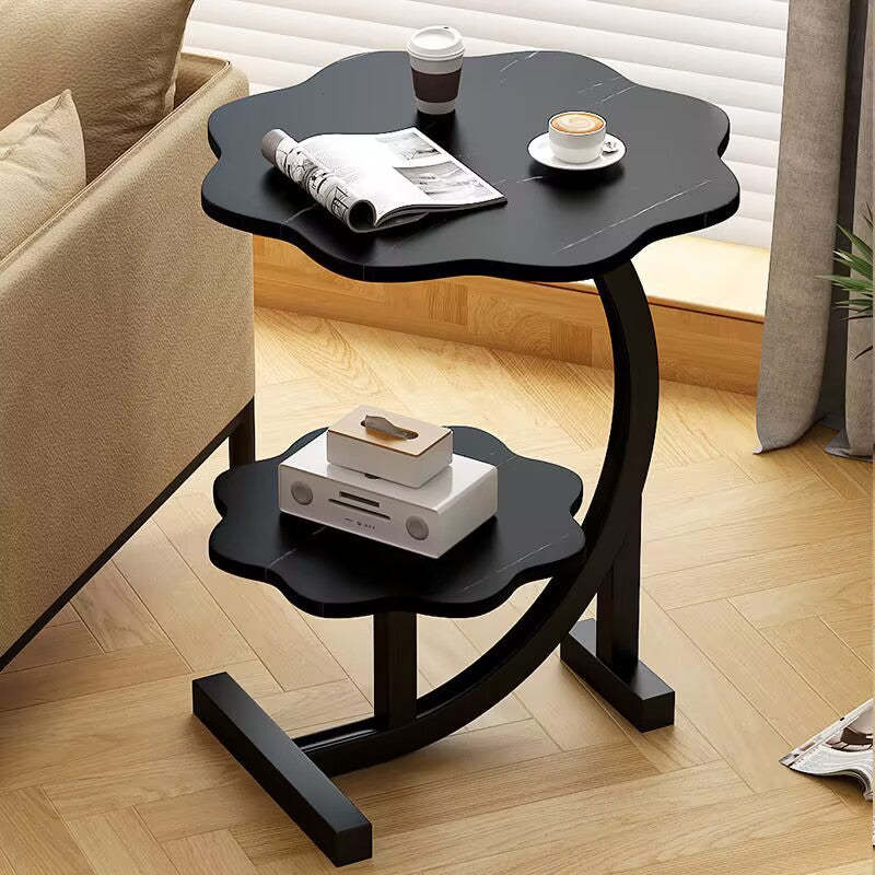 Nordic Flower C-Shaped Carbon Steel End Table — Black