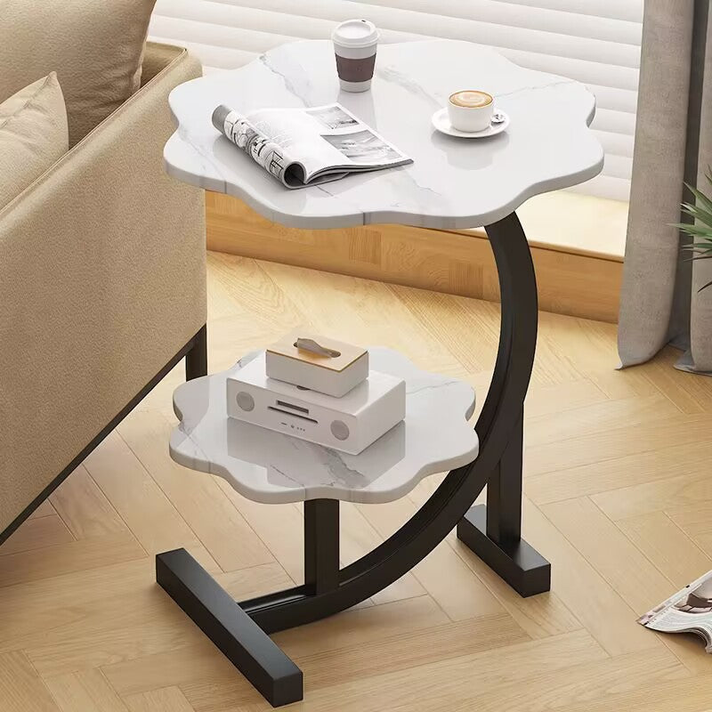 Nordic Flower C-Shaped Carbon Steel End Table — White